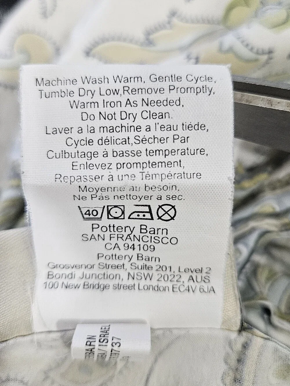 Pottery Barn Charlie Paisley Green Blue KING Duvet Cover 100% Organic Cotton